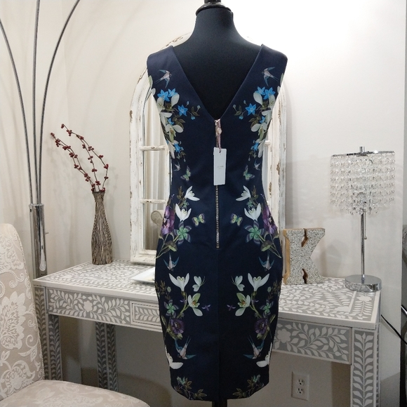 🍒NWT🍒 TED BAKER NAVY PENCIL DRESS - Picture 6 of 9